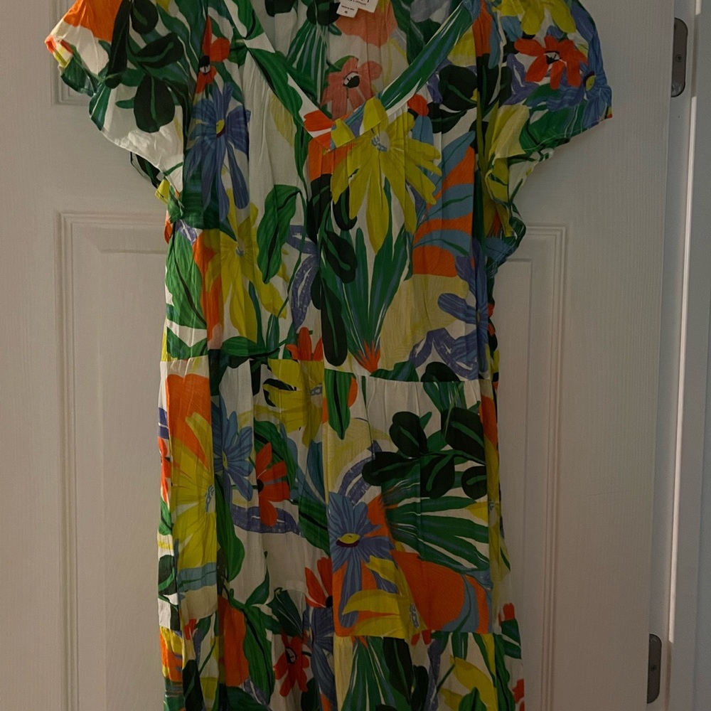 Velvet by Graham & Spencer Green Yellow V-Neck Sundress